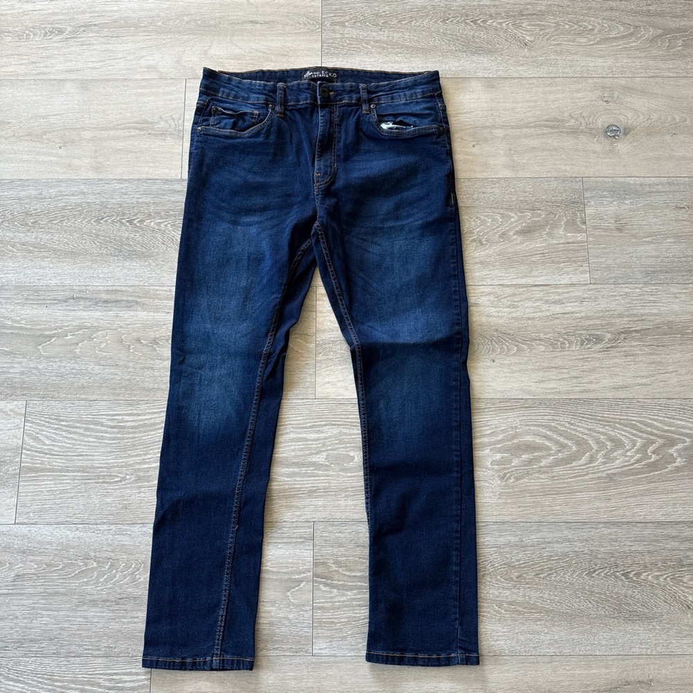 Marc Ecko Cut & Sew Blue Denim 5 Pocket Straight Cut Jeans 36x32 Men's